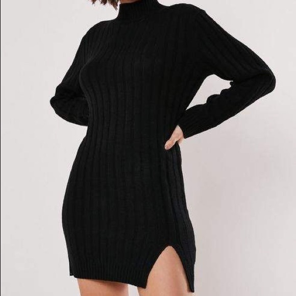 black high neck sweater dress